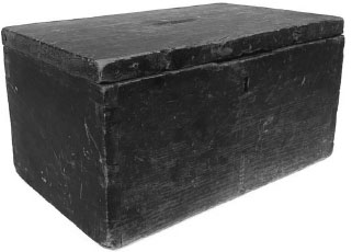 A dark-brown wooden box.