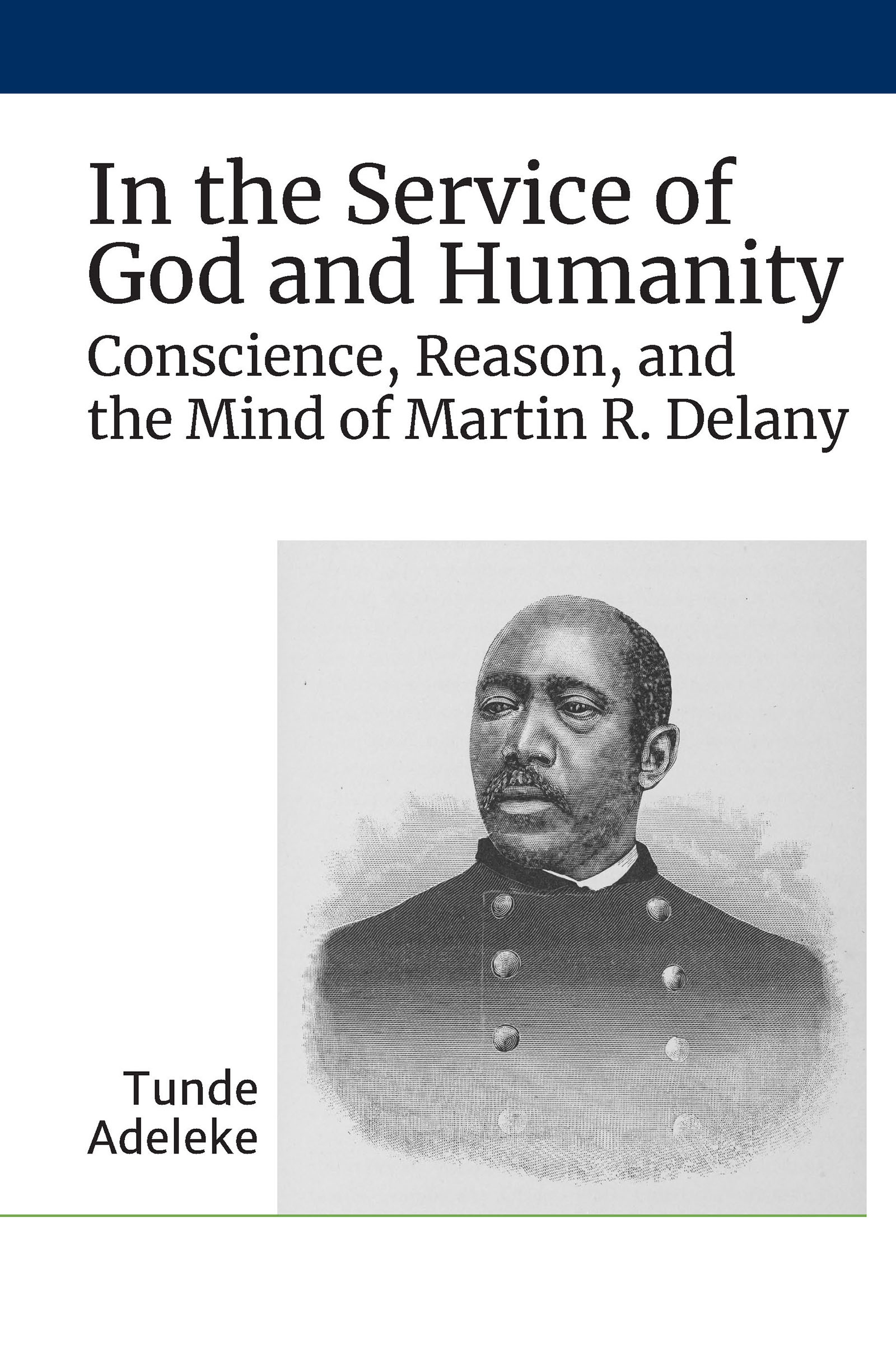 Inset grayscale photograph of a man wearing an old-fashioned military uniform. Black title and subtitle above, author name on left.