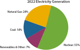 A pie chart indicating electricity generation in 2022.