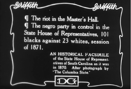 Title card describes a historical facsimile of the State House of Representatives of South Carolina after photograph by “The Columbia State.”