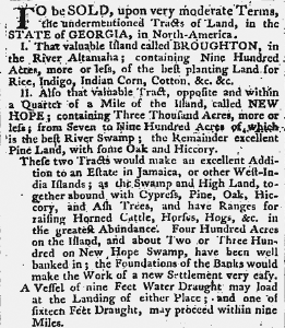 A printed bulletin with details on the tracts of land for sale.