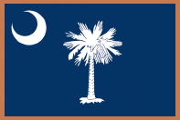 South Carolina’s state flag depicting a palmetto tree under a crescent moon.